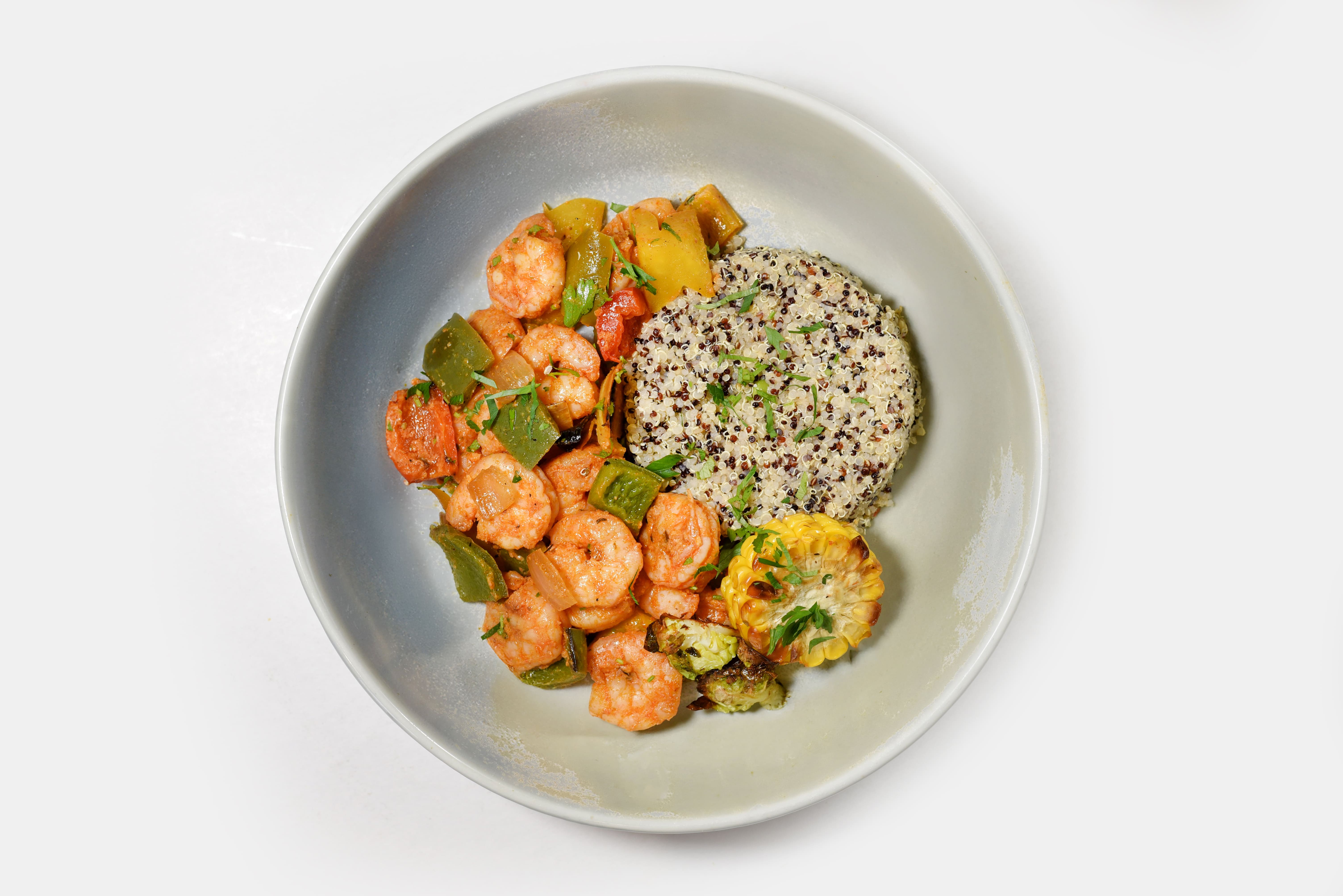 Grilled shrimp skewers & Qinoa
