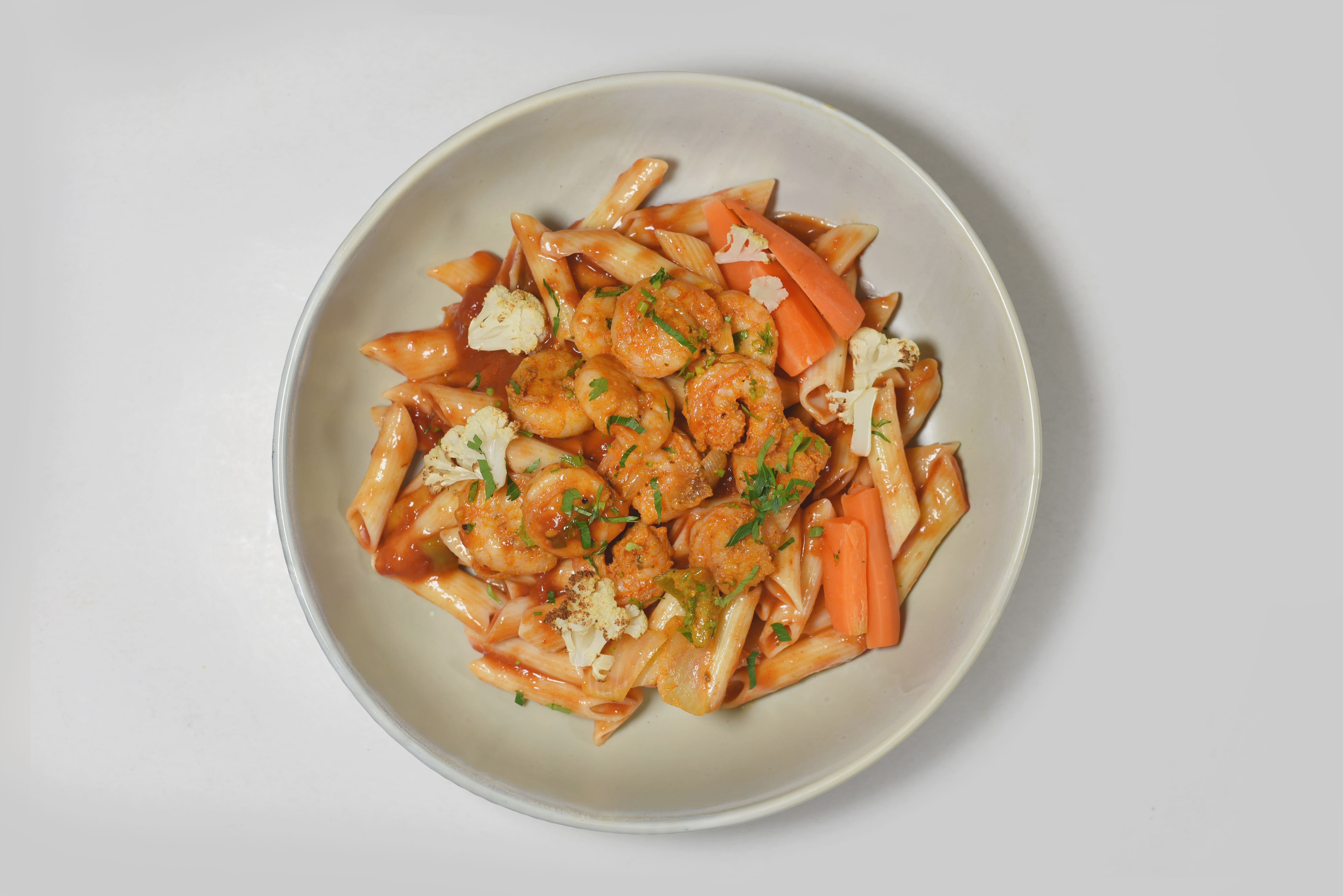 Penne Arrabbiata With Shrimp And Mixed Vegetables